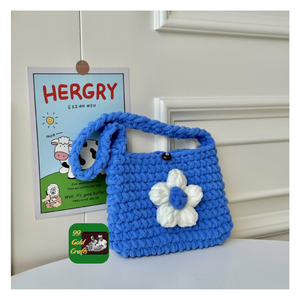 BOLSO DE GANCHILLO HECHO A MANO TOTE DE HILO DE LANA PARA AMANTES VINTAGE Y DISEÑO ESTÉTICO MÍNIMO - Product Image 5