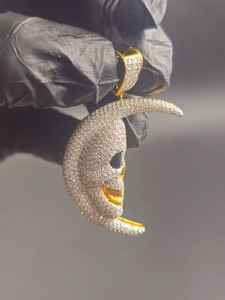 Colgante de Moissanita con Diseño de Calavera en la Luna, Estilo Hip Hop, Formas Únicas, Plata de Ley 925, Joyería Fina, Colgantes y Dijes - Product Image 4