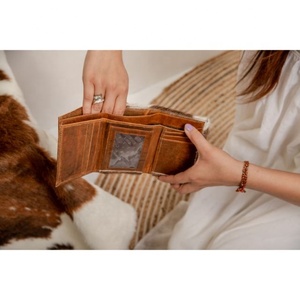 Real Handmade Hair On Hide Fur Leather Coin Change Purse Oval Credit Card Holder Case Western Stylish Cute <b>Small</b> Oval <b>Wallet</b> - Product Image 4