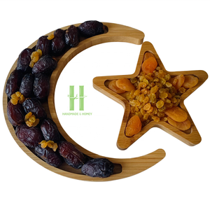 Plateau croissant de lune en bois brun pour l'Aïd du Ramadan Plateau de service Boho Ramadan Bon choix Plats Assiettes pour décoration de table du Vietnam - Product Image 6