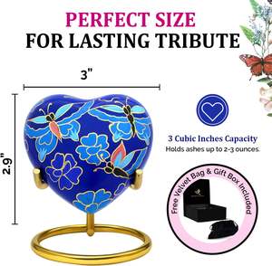 Urna pequeña para cenizas humanas Urna en forma de corazón para mujeres Urna de cremación en forma de corazón - Product Image 3