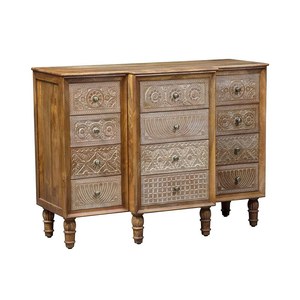 Aparador de madera de mango tallado a mano antiguo, 8 cajones, almacenamiento de madera maciza de calidad superior, sala de estar, diseño de lujo, hoteles domésticos OEM - Product Image 1