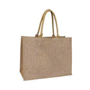 Sac fourre-tout en jute naturel Ecobags, taille moyenne, imprimé par transfert thermique, fermeture éclair, cordon, écologique, pliable, pour les courses quotidiennes et les cadeaux - Product Image 1