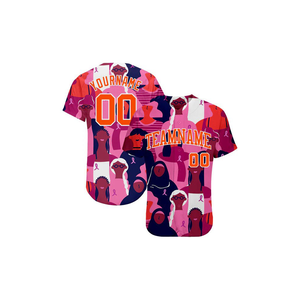 Camiseta de béisbol sublimada personalizada, cinta rosa con impresión de conciencia, diseño completo, uniforme de equipo deportivo de manga corta personalizado - Product Image 1