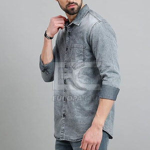 Chemises en jean durables pour hommes 100 % coton respirant à séchage rapide à manches courtes, conçues pour un style décontracté et confortable au quotidien - Product Image 3