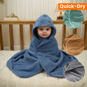 ผ้าขนหนูโพลีเอสเตอร์มีฮู้ดเนื้อนุ่มระบายอากาศได้ดีแห้งเร็วสีทึบเหมาะสำหรับทุกฤดู - Product Image 6