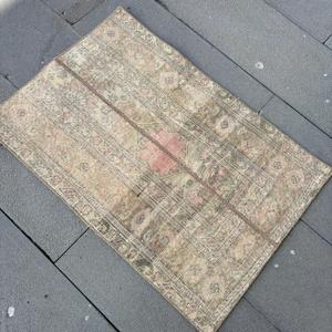 Turkish Vintage Moroccan <b>Wool</b> Rug <b>Brown</b> Patchwork Design Eco-Friendly Latex Backing Medium Pile 2.1x3.2 ft - Product Image 4