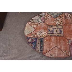 Tapis en laine patchwork orange vintage 3.3x3,4 pieds Style turc motif rectangle de grande surface pour l'été pour l'entrée tapis de chambre d'adolescent - Product Image 5
