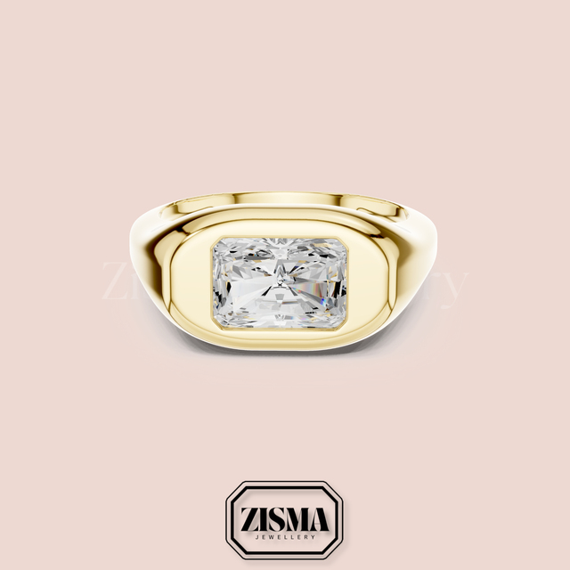 Custom Wholesale 2 Carat Radiant Cut Lab Grown Diamond Ring Bezel Setting in 10K 14K 18K Gold & 925 Silver IGI Certified Jewelry