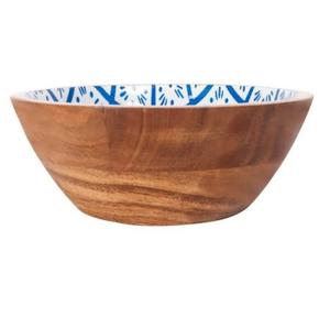 Tazón de Madera con Diseño Artesanal y Estampado de Esmalte, para Servir Comida, Fruta, Pasta, Forma Redonda, Portátil - Product Image 3