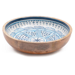 Saladier en bois de haute qualité avec cuillère imprimée décorative à l'extérieur des ensembles de cuillères et des plats complémentaires imprimés de fleurs - Product Image 3