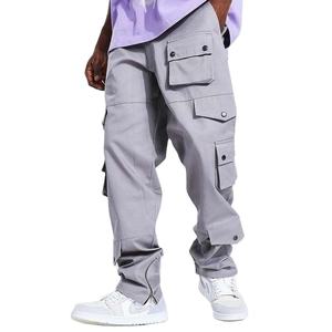 Pantalons cargo pour hommes avec logo personnalisé pantalons de survêtement de gym hip hop pantalons cargo multi-poches à taille élastique vente en gros - Product Image 1