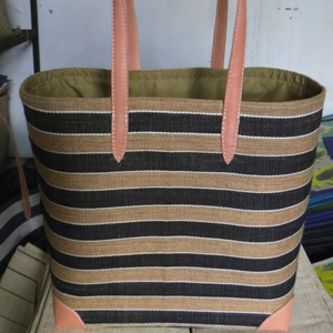 Lamba Landy Sac fourre-tout décontracté unisexe Coton raphia mélangé avec fermeture ouverte Type double poignée - Product Image 1