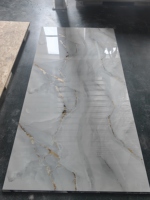 Panneau mural en PVC Morlenx Grey Marble UV Sheet, panneau décoratif brillant pour la décoration intérieure d'hôtel