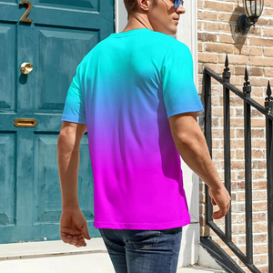 เสื้อยืดทรงปกติ ผ้าถัก สำหรับฤดูร้อน สีชมพูและสีฟ้า สไตล์สตรีทแวร์ คอกลม ผู้ชาย ล้างสีแบบ Acid Wash ผ้าฝ้าย 100% สไตล์วินเทจ - Product Image 3