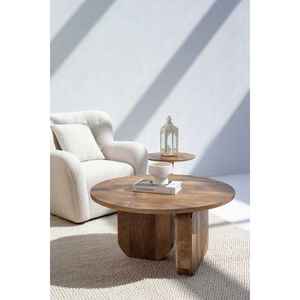 Haldor Table basse ronde en bois de manguier avec pieds croisés pour meubles de salon panneau de maison style bois - Product Image 2