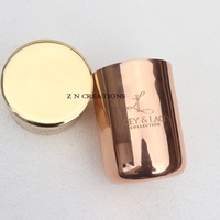 Conteneur de bougie en cuivre fait à la main avec couvercle, bocaux de bougie vides de luxe pour la fabrication de bougies avec logo personnalisé, boîte d'emballage personnalisée