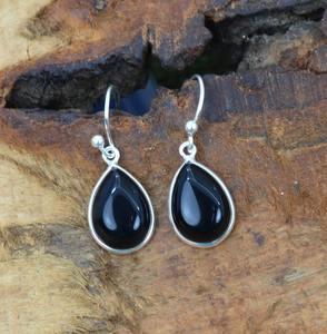 Boho Style 925 Sterling Silver Black Onyx Drop Boucles d'oreilles à la mode Bijoux faits à la main pour les femmes Cadeau de mariage - Product Image 4