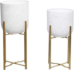 Florero blanco y dorado para sala de estar, decoración moderna para el hogar, hermosos artículos de decoración para el hogar para sala de estar - Product Image 1