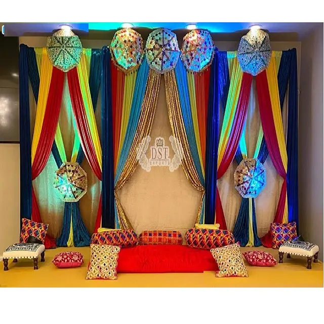 Guarda-chuva colorido mehndi, guarda-chuva pendurado à mão para decoração de palco, noite, colorido
