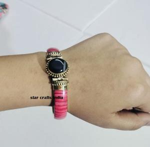 Fantaisie Pierre Naturelle avec Laiton et Os Conception vente chaude à la main Femme Bracelet manchette 100% Os fait Bracelet - Product Image 1