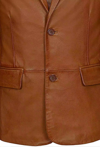 High Quality 100% Genuine Leather British Style Casual <b>Slim</b> <b>Fit</b> <b>Blazer</b> for <b>Men</b> Breathable Lining Pockets Winter Business Jacket - Product Image 4