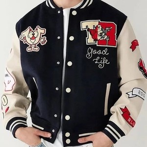 Hot New Mens Varsity Jacket College Baseball Bomber con mangas Bordado Letterman Style OEM - Product Image 2