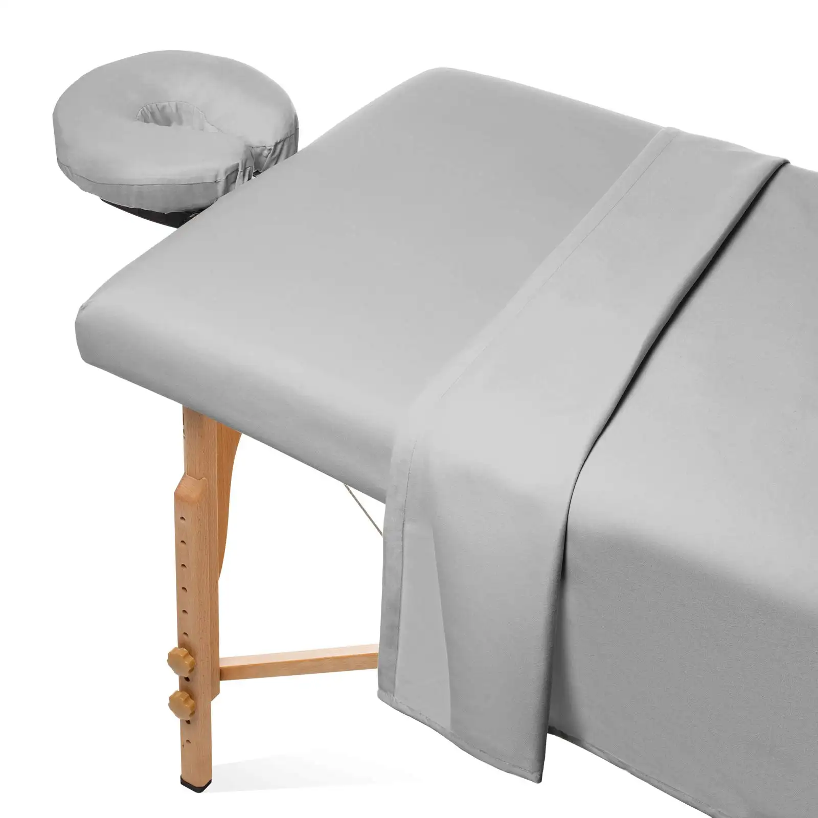 Atacado Branco Poli Algodão Massagem Mesa Folhas Planas Folhas Equipadas 3 Peças Set