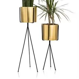 Tall Standing Gold Color Planter with Stand Stylish <b>Succulent</b> Flower <b>Pots</b> Top Selling Outdoor Decorative Planter <b>for</b> Garden Use - Product Image 5