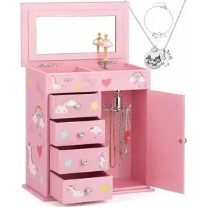 Ever Bright Large Jewelry Chest Luxury Music Box Jewellery Ballerina&Unicorn Music Box for Children