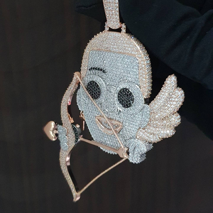 Pendentif en forme de dessin animé personnalisé certifié IGI VVS D Moissanite diamant plaqué or fin pendentifs breloques pour hommes bijoux chrétiens - Product Image 5