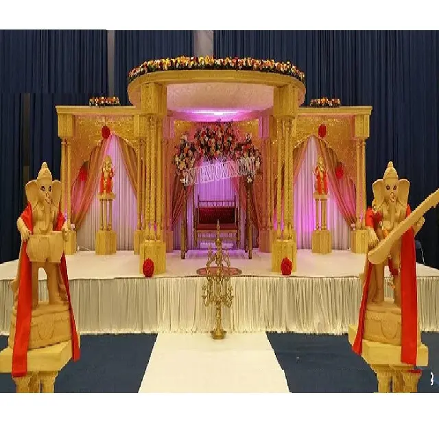 Tradicional Triple Polo indio boda Mandap decoración moderna boda decoración Triveni Mandap Gujarati boda Triple Polo Mandap