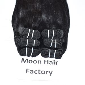 Venta al por mayor de extensiones de cabello Remy indio de color negro natural de las mujeres Paquete de cutícula alineados extensiones de cabello humano de un solo dibujado - Product Image 3