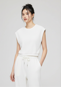 Conjunto de Dos Piezas para Mujer al por Mayor: Top sin Mangas de Punto Acanalado a Rayas y Pantalones Ajustados con Cordón, Marca Privada, 100% Algodón - Product Image 6