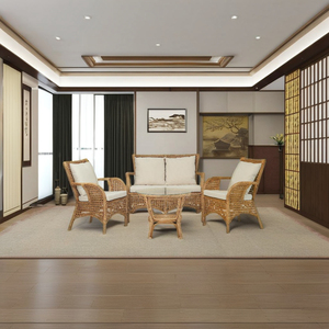 Sofá Modular de Ratán Trenzado CORDELLA, Conjunto de Sillones de Diseño Asiático, Cómodo para el Hogar, Apartamento o Villa - Product Image 1