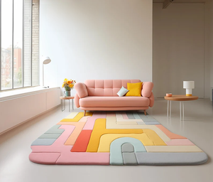 Laine colorée tuftée à la main Style moderne abstrait Rectangle doux 4*6 tapis à poils hauts pour bureau à domicile salon chambre d'enfants - Product Image 1