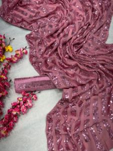 Sari lourd de séquence de georgette de style de célébrité à haute demande avec un design personnalisé disponible au meilleur prix - Product Image 4