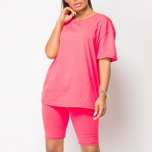 Custom Logo 2 Pieces <b>Sets</b> Sweatpants And shirt <b>Set</b> Solid Color Jogging Wear short Sleeves Casual Women <b>set</b> - Product Image 2