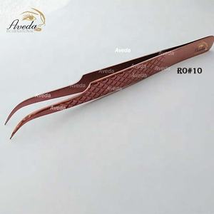 แหนบต่อขนตาสีโรสโกลด์โค้ง,ที่จับเพชรแหนบต่อขนตาแข็งแรงด้ามจับสเตนเลสสตีล - Product Image 1