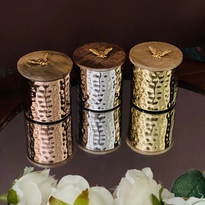 Modern Design Hammered Finished Golden Handmade Eco-Friendly Heat Resistant Metal Candle Jar <b>Lid</b> for Home Weddings Christmas - Product Image 2