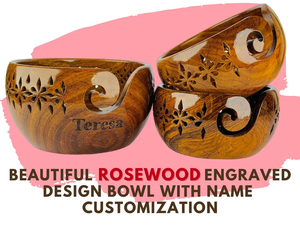 Handcrafted Rosewood Personalized Wooden Yarn Bowl Handcrafted Knitting Crochet Bowl For gifting - Product Image 5