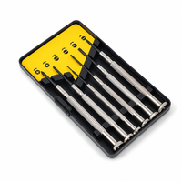 HEHE 551127 Ensemble de 6 tournevis de précision PH0 PH1 à fente, entièrement métalliques, moletés, outils de réparation pour horloger