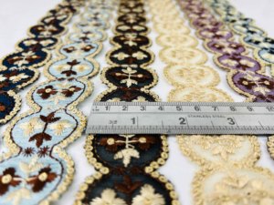 Luxueux rond Floral dentelle garniture Sequin broderie Sarees Style romantique traditionnel Sexy robes simples fantaisie artisanat décor - Product Image 3