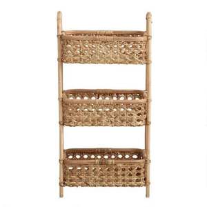 Carrito de servicio de ratán de diseño de inspiración vintage con artesanía artística y fácil movilidad ideal para invitados en casa - Product Image 6