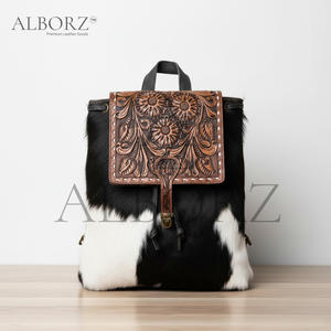 Nouveau sac à dos élégant en cuir véritable fait main à imprimé animal, en cuir de fourrure de cheval, style bohème, pour le collège, 100% cuir véritable, portable - Product Image 1