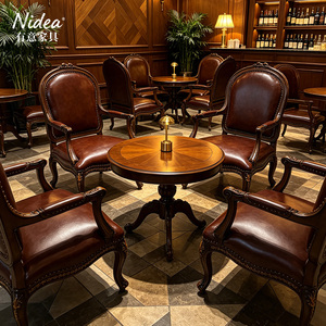 <span class=keywords><strong>Fauteuil</strong></span> classique français en bois massif sculpté, <span class=keywords><strong>fauteuil</strong></span> d'appoint de luxe en <span class=keywords><strong>cuir</strong></span> bordeaux avec garniture cloutée - Product Image 2
