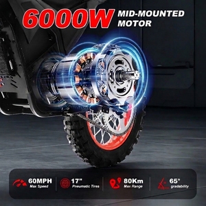 Moto électrique tout-terrain 6500W IPX6 60Nm 3 vitesses, capacité de montée de 65 degrés, pour la conduite sur sentiers, dunes de sable, moto électrique tout-terrain sans balais - Product Image 4