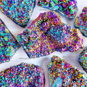 Torre de amatista drusa de cuarzo natural, Cuarzo Natural, gran angular, aura, de cristal crudo, verde y azul - Product Image 2