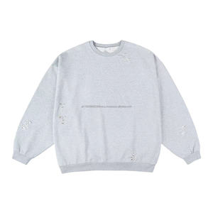 Sudadera con Capucha HLD24002MS para Hombre, Lavada a la Piedra, Desgastada, con Cuello Redondo y Estilo Desgarrado - Product Image 1