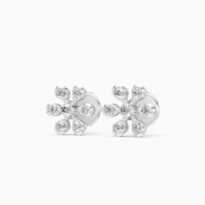 JEWELLERY PLANET Boucles d'oreilles créoles de luxe en or 10K, zircon taille coussin serti clos, design couronne bohème, unisexe, mariage - Product Image 4